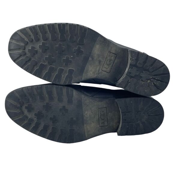 UGG Aureo Black Leather Slip On Side Zip Casual Comfy Ankle Boots - Picture 6 of 7